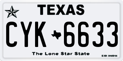 TX license plate CYK6633