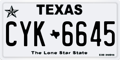 TX license plate CYK6645
