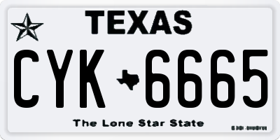 TX license plate CYK6665
