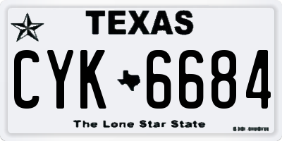 TX license plate CYK6684