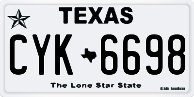 TX license plate CYK6698