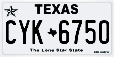 TX license plate CYK6750