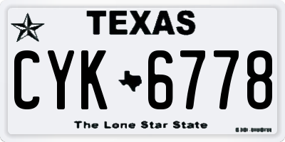 TX license plate CYK6778