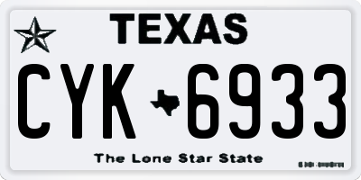 TX license plate CYK6933