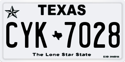 TX license plate CYK7028