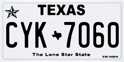 TX license plate CYK7060