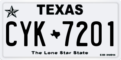 TX license plate CYK7201