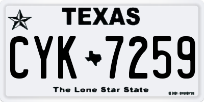 TX license plate CYK7259