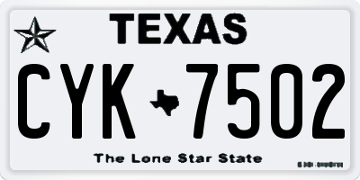 TX license plate CYK7502
