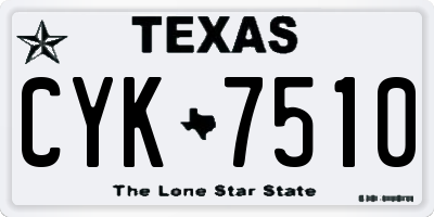 TX license plate CYK7510