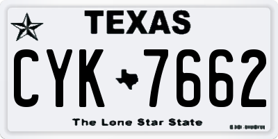 TX license plate CYK7662