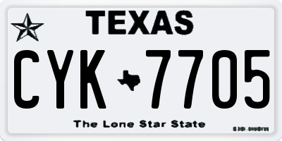TX license plate CYK7705