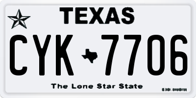 TX license plate CYK7706