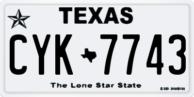 TX license plate CYK7743