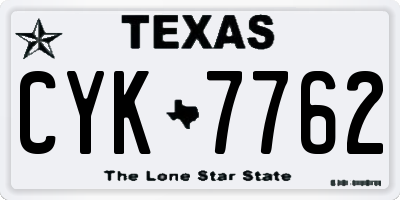 TX license plate CYK7762
