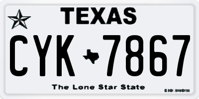 TX license plate CYK7867