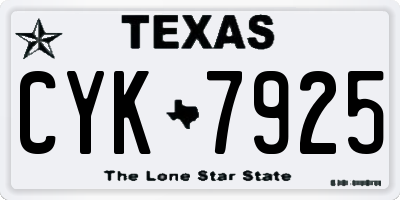 TX license plate CYK7925