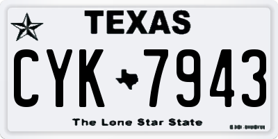 TX license plate CYK7943