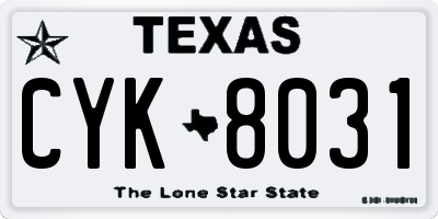 TX license plate CYK8031