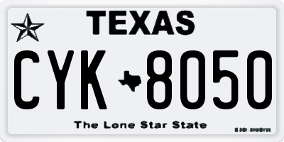 TX license plate CYK8050