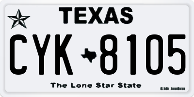 TX license plate CYK8105
