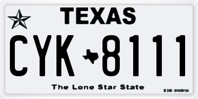 TX license plate CYK8111