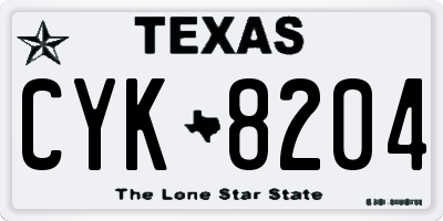 TX license plate CYK8204