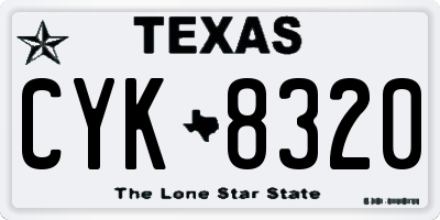 TX license plate CYK8320
