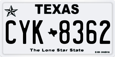 TX license plate CYK8362
