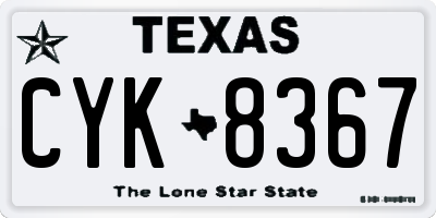 TX license plate CYK8367