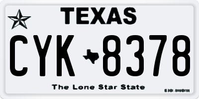 TX license plate CYK8378