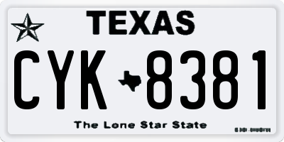 TX license plate CYK8381