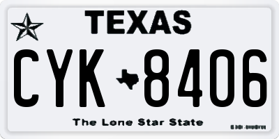 TX license plate CYK8406