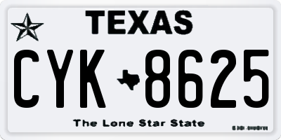 TX license plate CYK8625