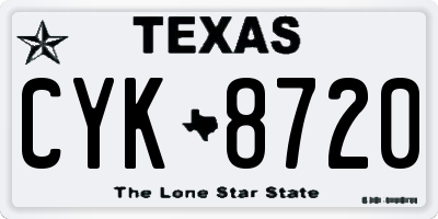 TX license plate CYK8720