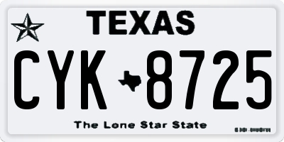 TX license plate CYK8725