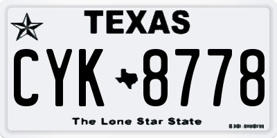 TX license plate CYK8778