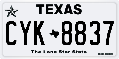 TX license plate CYK8837