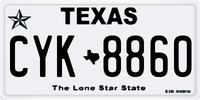 TX license plate CYK8860