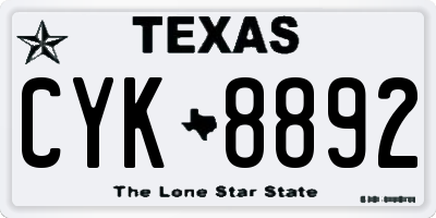 TX license plate CYK8892