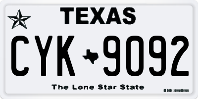 TX license plate CYK9092