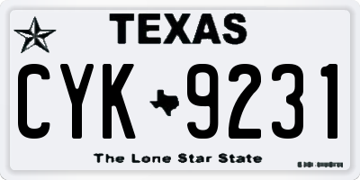 TX license plate CYK9231