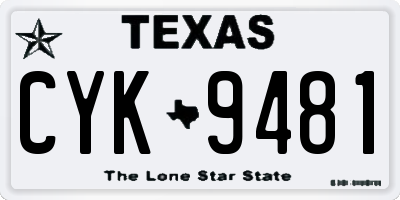 TX license plate CYK9481