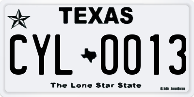 TX license plate CYL0013
