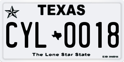 TX license plate CYL0018