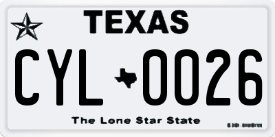 TX license plate CYL0026