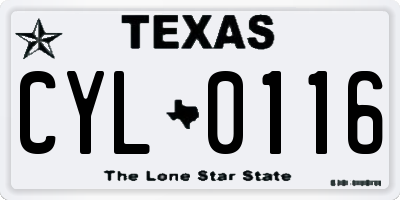 TX license plate CYL0116