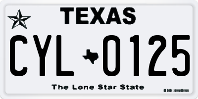 TX license plate CYL0125