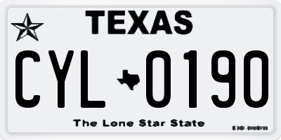 TX license plate CYL0190