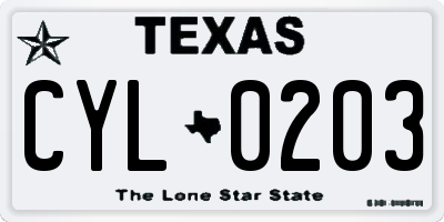 TX license plate CYL0203